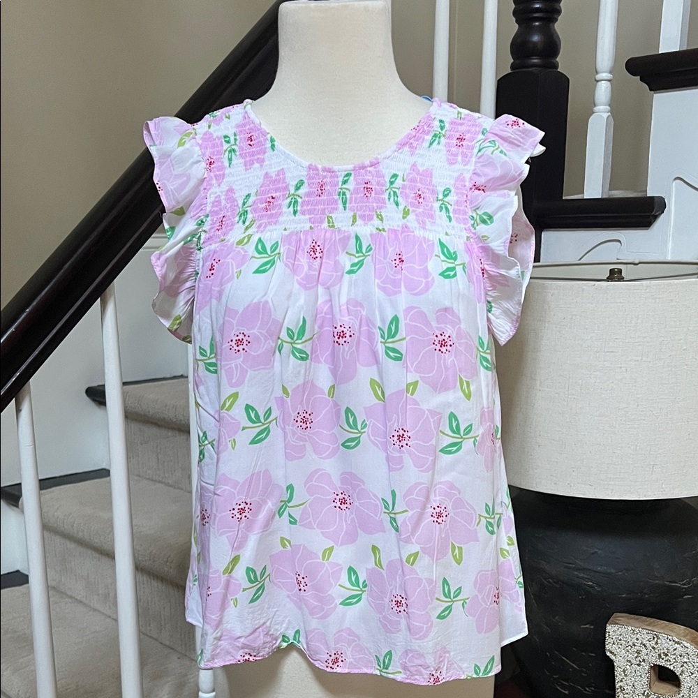 Draper James Pink Floral Blouse
